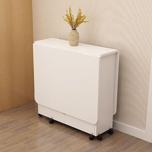 Klappbarer Esstisch mit 6 Rädern, ausziehbar, Tropfenblatt-Design, platzsparend, klappbarer Tisch, Gateleg-Tisch mit offenen Ablagen, für Arbeit, Studium und Esszimmer, Schwarz & Weiß von Generisch