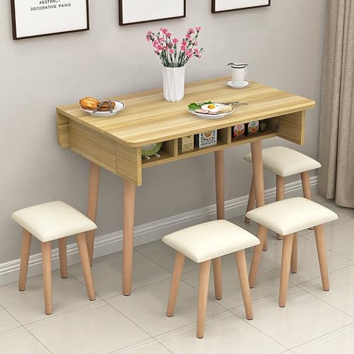 Klappbarer Esstisch mit Blättern, ausziehbar, platzsparend, Küchentisch mit Stauraum für kleine Räume von Generisch