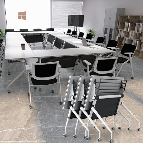 Klappbarer Konferenztisch, 139,7 cm, mobiler Seminarschreibtisch mit leisen Rollen, moderner Klapp-Top-Trainingstisch für Meetings und Podcasts, 6 Stück, Weiß Klappbarer Konferenztisch, 139,7 cm, mobiler Seminarschreibtisch mit leisen Rollen, moderner Klapp-Top-Trainingstisch für Meetings und Podcasts, 6 Stück, Weiß von Generisch