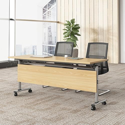 Klappbarer Konferenztisch, multifunktionaler Computertisch für Büro, faltbarer Schreibtisch mit rollenden Rädern, rechteckiges Design (140 x 40 x 75 cm) von Generisch
