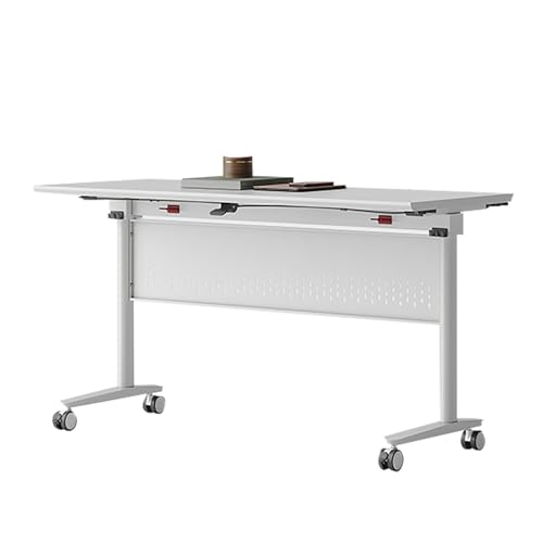 Klappbarer Konferenztisch mit leisen Rädern und Sichtschutzklappen, mobiler Trainingstisch für Büro, Klassenzimmer und Zuhause von Generisch