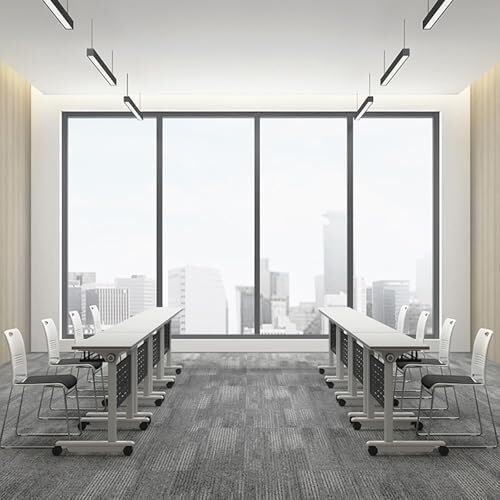 Klappbarer Konferenztisch mit leisen Rollen, tragbarer Büro- und Klassenzimmer-Schreibtisch, 120 cm, Sitzungssaal, Möbel-Set (8 Stück) – ideal für Meetings und Veranstaltungen von Generisch