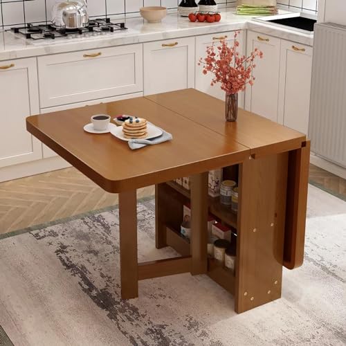 Klappbarer Küchentisch aus massivem Holz mit 2-lagigem Ablageregal – Drop Leaf Esstisch, zusammenklappbar & vielseitig zusammenklappbar Ausziehbar Din – faltbar in 3 Formen Klappbarer Küchentisch aus massivem Holz mit 2-lagigem Ablageregal – Drop Leaf Esstisch, zusammenklappbar & vielseitig zusammenklappbar Ausziehbar Din – faltbar in 3 Formen von Generisch