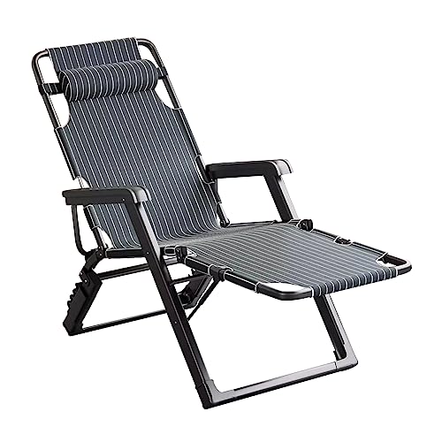 Klappbarer Liegestuhl mit Stahlrahmen, 5 Positionen, verstellbar, Outdoor-Lounge-Sessel für Strand, Terrasse, Pool, Rasen, tragbare Garten-Sonnenliege von Generisch