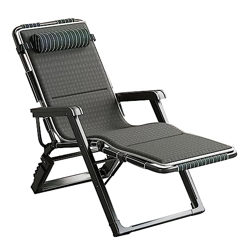 Klappbarer Liegestuhl mit Stahlrahmen für Strand, Terrasse, Pool, Rasen – Tragbarer Garten-Sonnenliege, Relaxer, Liegestuhl, 5-fach verstellbar, Outdoor-Lounge-Stuhl von Generisch