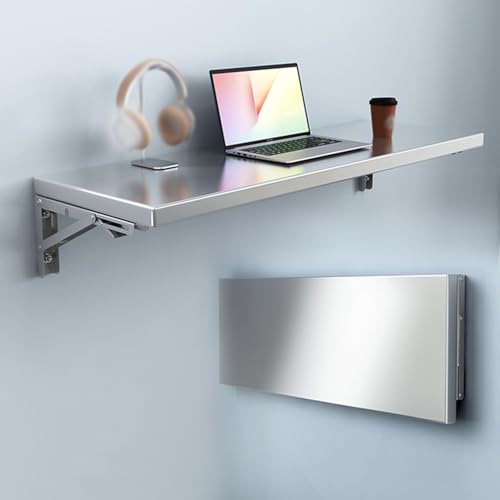 Klappbarer Schreibtisch zur Wandmontage, Edelstahltisch für Küche, Waschküche oder Arbeitszimmer, platzsparendes und leicht zu reinigendes Design von Generisch