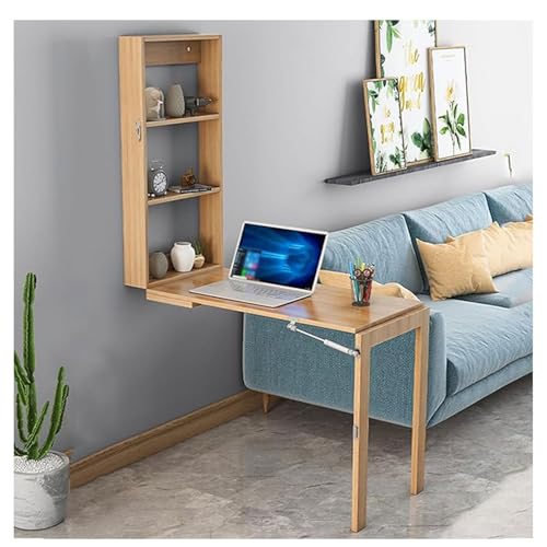Klappbarer Schreibtisch zur Wandmontage, Wandschreibtisch, ausklappbarer, umwandelbarer schwebender Tisch mit Stauraum, für Zuhause, Restaurant oder Büro (Gelb, 90x45x75cm/35.4x17.7x29.5in) von Generisch