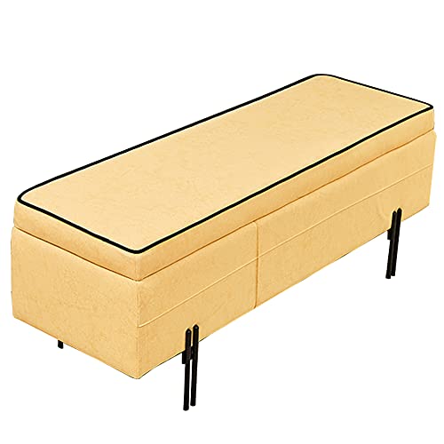 Klappbarer Schuhwickelhocker mit rechteckiger Aufbewahrungsbox, schmiedeeiserner Rahmen, bequem für 150 kg, stilvoller gelber Ottomane, 80 cm, multifunktionales Zuhause Klappbarer Schuhwickelhocker mit rechteckiger Aufbewahrungsbox, schmiedeeiserner Rahmen, bequem für 150 kg, stilvoller gelber Ottomane, 80 cm, multifunktionales Zuhause von Generisch
