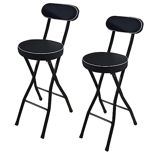 Klappbarer Sitzhocker 2er Set Thekenhöhe Barhocker mit gepolsterter Sitzfläche und Rückenlehne für Küche und Außenbereich von Generisch