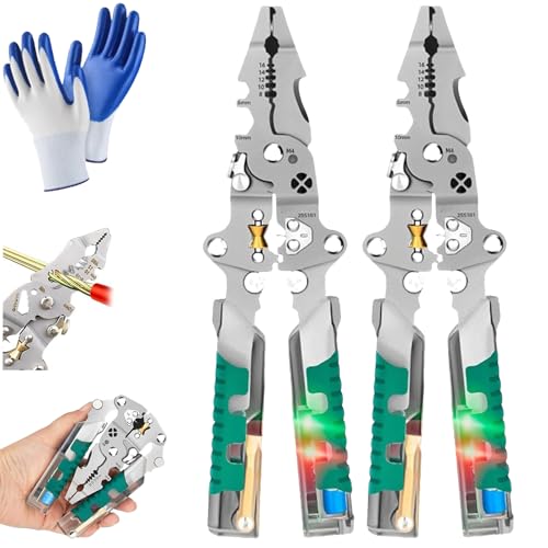 Klappbarer Stiftschraubendreher Abisolierzange Tuvilo Elektrozange mit Spannungsprüfer verbesserte klappbare 10-in-1-Abisolierzange multifunktionaler integrierter Prüfer Abisolierzange (B*2) von Generisch