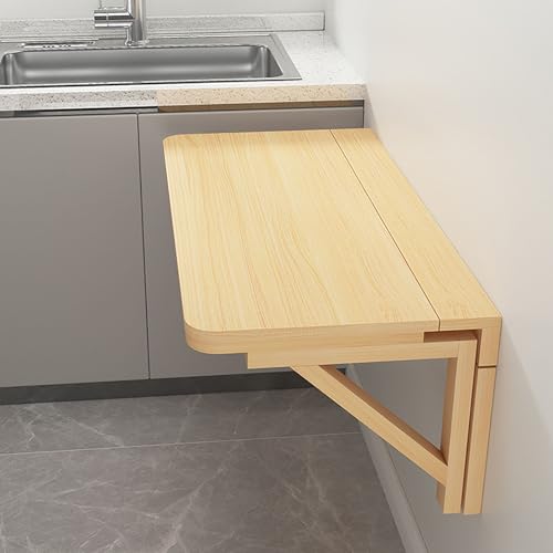Klappbarer Tisch mit Blättern zur Wandmontage, Massivholz, platzsparend, schwimmender Schreibtisch und Esszimmer-Werkbank, 100 x 40 cm, ausziehbare Arbeitsplatte für kleine Räume und Heimbüros von Generisch