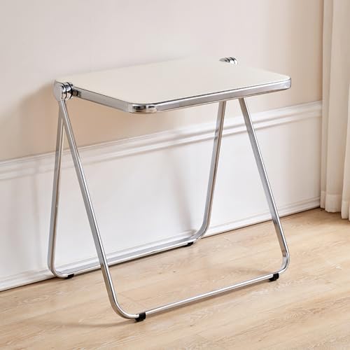 Klappbarer Tisch und Stuhl aus Acryl – kleines TV-Tablett Beistelltisch für Snacks und Abendessen, tragbarer faltbarer Schreibtisch für Home Office & Outdoor (nur Tisch weiß) von Generisch