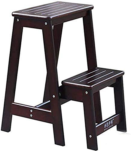 Klappbarer Tritthocker Leiterstuhl - Massivholz Doppelnutzung Kletterhocker und Schuhbank für Haushalt, Zweistufiges Design von Generisch