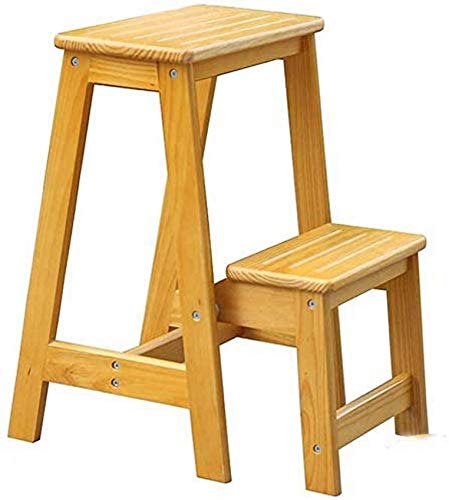 Klappbarer Tritthocker Leiterstuhl - Massivholz Doppelnutzung Kletterhocker und Schuhbank für Haushalt, Zweistufiges Design von Generisch