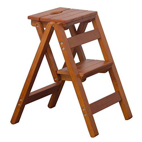 Klappbarer Tritthocker aus Holz, multifunktionale tragbare Leiter, platzsparender Indoor-Kletterhocker für Haus und Garten von Generisch