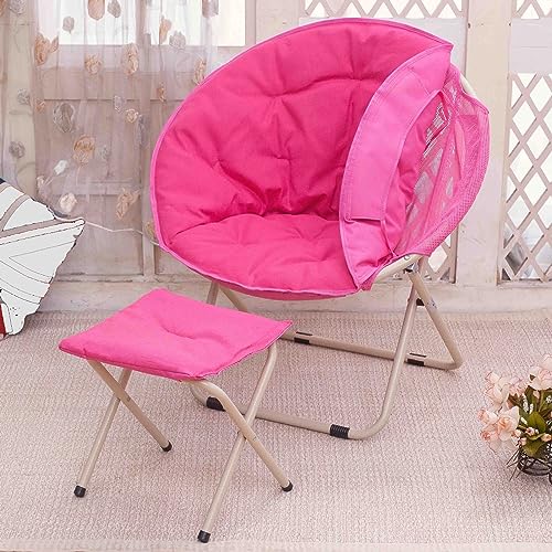 Klappbarer Untertassenstuhl mit Ottomane Metallgestell Lounge Stuhl und Fußstütze Set für Schlafzimmer und Wohnzimmer Faltbarer Stuhl und Fußhocker Combo Set von Generisch
