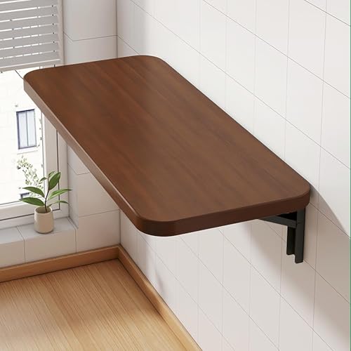 Klappbarer Wandschreibtisch, 120 x 40 cm, zusammenklappbar, schwebende Werkbank, platzsparender, funktionaler Hängeschrank für Zuhause, Büro, Küche, Waschküche, Esszimmer (Walnuss-Finish) von Generisch