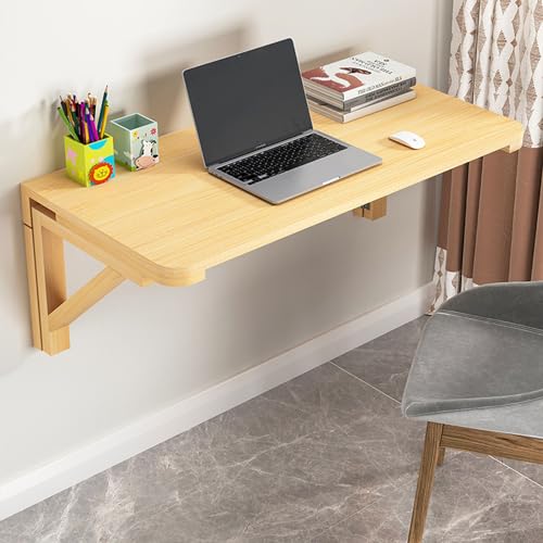 Klappbarer Wandschreibtisch, Klapptisch aus Massivholz, an der Wand hängender Esstisch, ideal für kleine Räume, Büros, Waschküchen, Küchentheken Klappbarer Wandschreibtisch, Klapptisch aus Massivholz, an der Wand hängender Esstisch, ideal für kleine Räume, Büros, Waschküchen, Küchentheken von Generisch