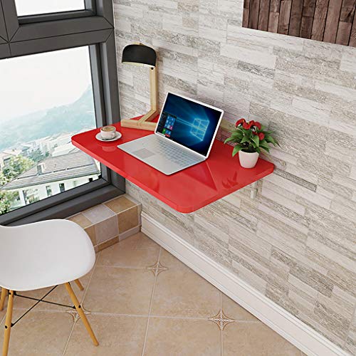 Klappbarer Wandtisch - 80x50cm Rot - Platzsparender Klapptisch für Esszimmerarbeiten oder Basteln - Vielseitig Stabil Einfach zu Installieren von Generisch