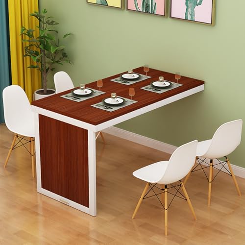 Klappbarer Wandtisch aus Holz für Küche, kleines Esszimmer und Balkon – Teakholz & weißer Rahmen – Teleskopisch verstecktes Regal – platzsparendes Design Klappbarer Wandtisch aus Holz für Küche, kleines Esszimmer und Balkon – Teakholz & weißer Rahmen – Teleskopisch verstecktes Regal – platzsparendes Design von Generisch