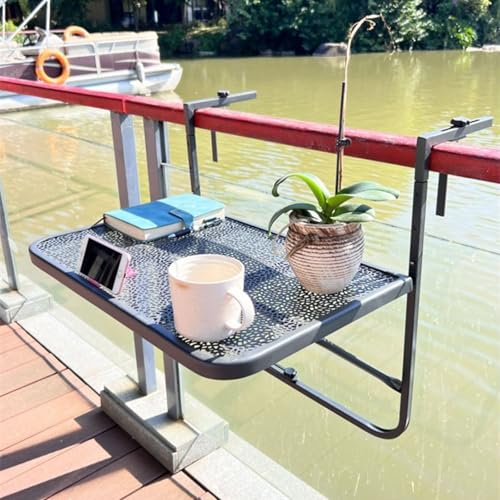 Klappbarer Wandtisch für Geländer, Balkonbartheke, platzsparende Lösung für Haus und Garten von Generisch