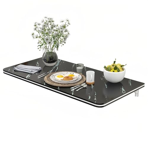 Klappbarer Wandtisch für kleine Räume, 30/40/50 cm Breite, Drop-Leaf-Schreibtisch, schwimmender Ess- und Computertisch, platzsparender Arbeitsplatz (schwarz, 120 x 40 cm) von Generisch