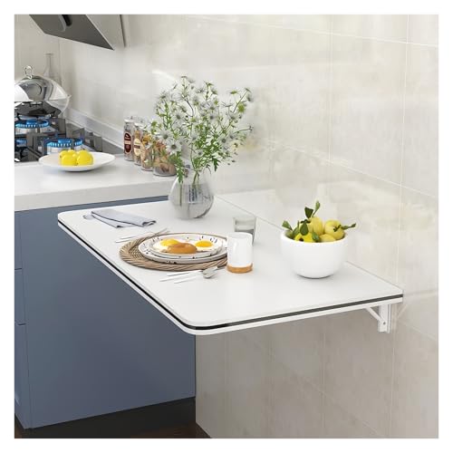 Klappbarer Wandtisch für kleine Räume, 50 x 30 cm, Drop-Leaf-Schreibtisch, schwimmender Esstisch, hängender Computer-Arbeitsplatz, kompakter faltbarer Arbeitstisch (weiß) von Generisch