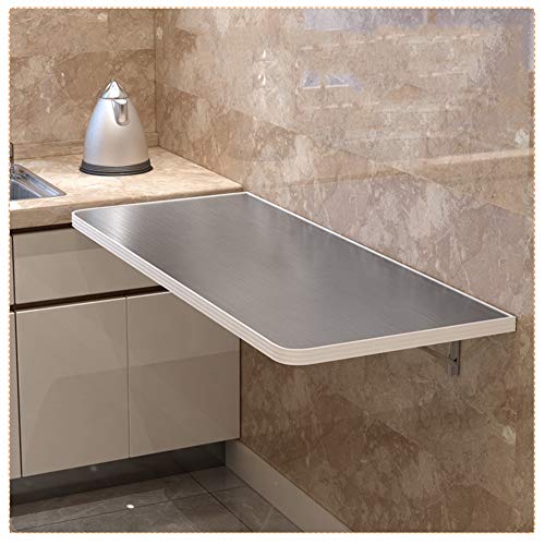 Klappbarer Wandtisch mit Tropfenblättern, kompakter Computertisch, Küche/Esszimmer, Klapptisch, leicht zu reinigen, Edelstahlplatte, platzsparendes Design von Generisch