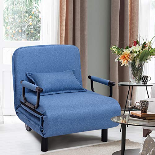 Klappbares Schlafsofa, 3-in-1, umwandelbarer Liegestuhl mit Kissen und Rollen, für den Innenbereich, Einzelbett, Gästebett, Lounge, Futon-Couch für Zuhause, Büro, Schlafzimmer, Wohnzimmer Klappbares Schlafsofa, 3-in-1, umwandelbarer Liegestuhl mit Kissen und Rollen, für den Innenbereich, Einzelbett, Gästebett, Lounge, Futon-Couch für Zuhause, Büro, Schlafzimmer, Wohnzimmer von Generisch