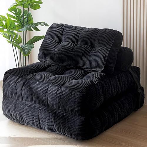 Klappbares Schlafsofa, umwandelbarer Schlafsessel mit Matratze und Kissen, abnehmbare Armlehnen, kompaktes Futon-Sofa für kleine Räume, gemütliche Rückenstützmöbel von Generisch