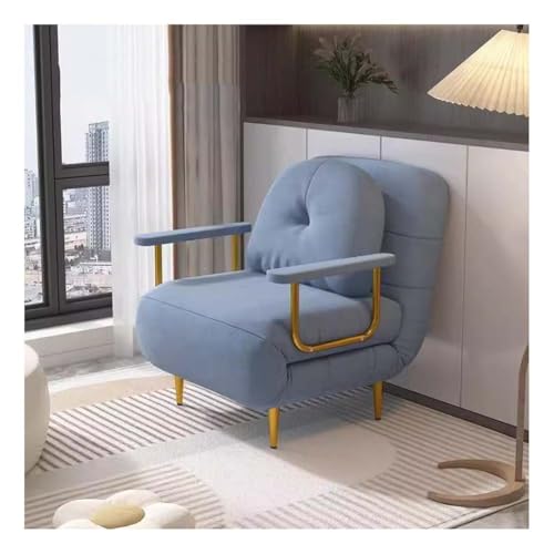 Klappbares Schlafsofa mit verstellbarer Rückenlehne und Kissen, 5-in-1, multifunktionaler Liegestuhl für kleine Räume, ideal für Büro oder Zuhause (Blau, 80 x 72 x 83 cm) von Generisch