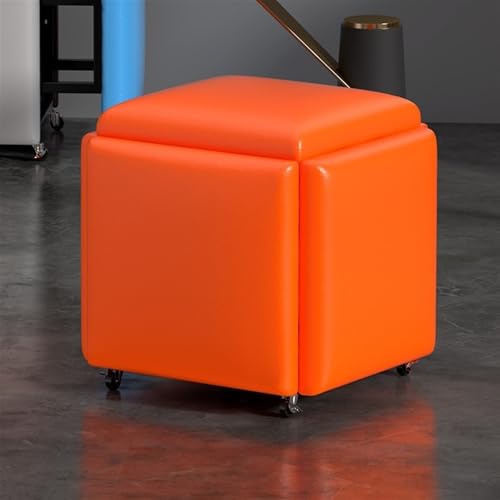 Klapphocker, 5 in 1 Multifunktions Leder mit Rollen, Tragbarer Sitzwürfel für Wohnung Wohnzimmer, Vielseitiger Fußhocker & Stuhl von Generisch
