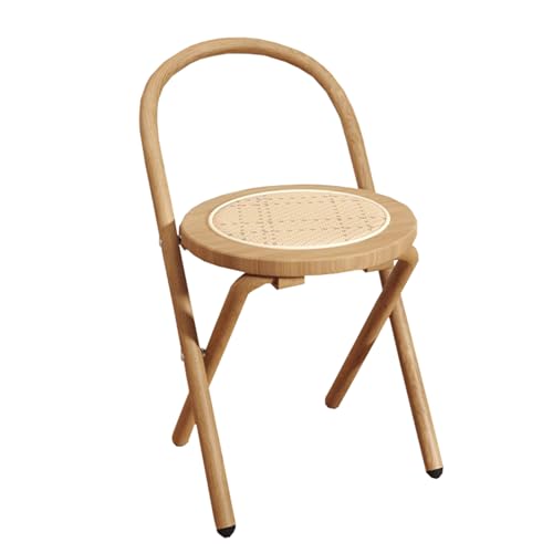 Klapphocker aus Holz, Vintage-Stil, leicht, rund, für Garten, Camping, Küche, Bar, kompakte Outdoor-Sitzlösung, tragbar und stilvoll von Generisch