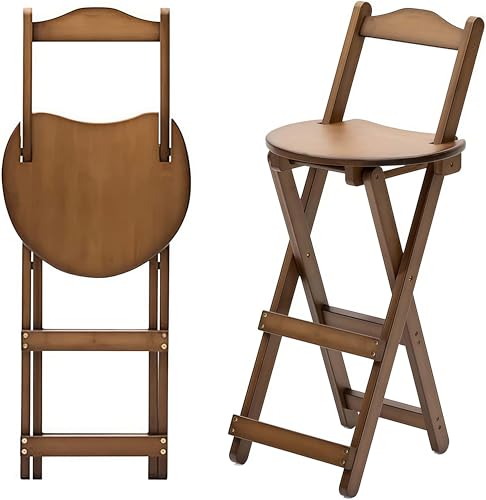 Klapphocker für Frühstücksbar mit Fußstütze und Rückenlehne – Tragbarer zusammenklappbarer Küchenstuhl aus Holz Klapphocker für Frühstücksbar mit Fußstütze und Rückenlehne – Tragbarer zusammenklappbarer Küchenstuhl aus Holz von Generisch