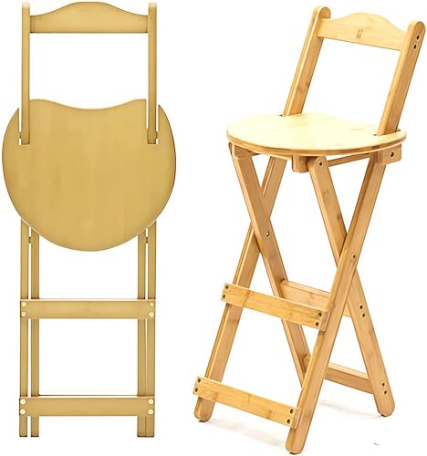 Klapphocker mit Fußstütze und Rückenlehne – tragbarer Holz-Küchentheken-Barstuhl für Zuhause, Frühstück, Kunstzimmer, zusammenklappbares und stabiles Design von Generisch