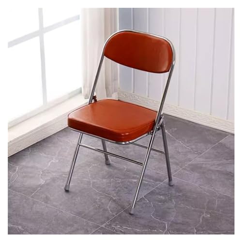 Klappstühle 2er Set Braun Leder Gepolsterte Sitze Bequeme Esszimmer Party Stapelstühle von Generisch