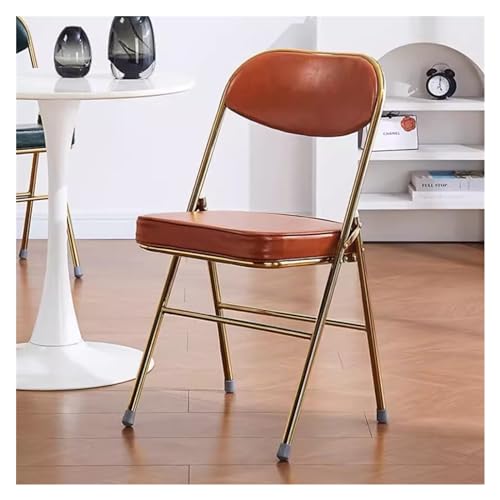 Klappstühle 2er Set Braun Leder Gepolsterte Sitze Bequeme Esszimmer Party Stapelstühle von Generisch