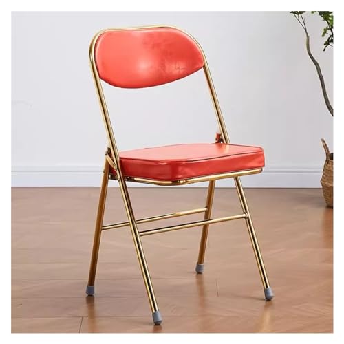Klappstühle 2er Set Schwarz Leder Gepolsterte Sitze Bequem Weiß Esszimmerstühle mit Kissen Party Stapelstühle Rot von Generisch