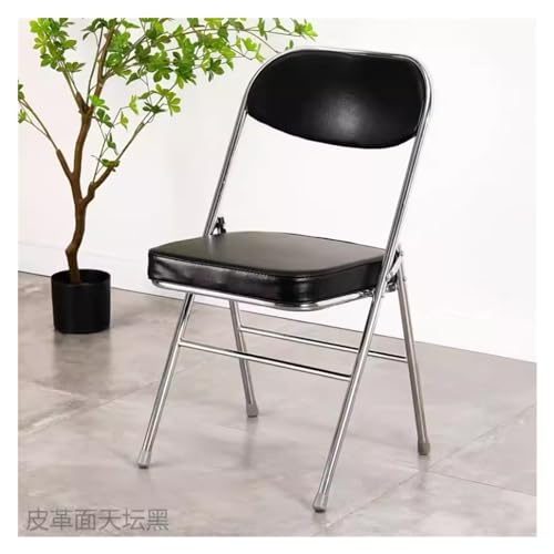Klappstühle 2er Set Schwarz Leder Gepolsterte Sitze Bequeme Esszimmer Party Stapelstühle von Generisch