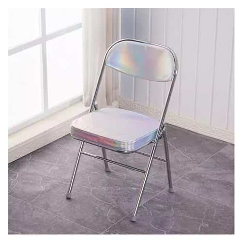 Klappstühle 2er Set Schwarz Leder Gepolsterte Sitze Weiß Esszimmerstühle Bequeme Kissen Party Stapelstühle Chrom Finish von Generisch