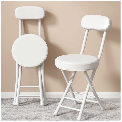 Klappstühle - Leder Gepolstertes Kissen, Tragbarer runder Frühstückshocker für Küche, Esszimmer, Büro, Faltbarer Barhocker Klappstühle - Leder Gepolstertes Kissen, Tragbarer runder Frühstückshocker für Küche, Esszimmer, Büro, Faltbarer Barhocker von Generisch
