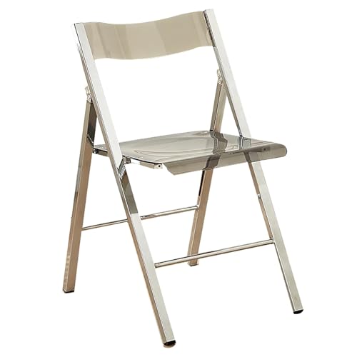 Klappstühle aus transparentem Acryl, tragbar und faltbar, mit Chromrahmen, ideal für Wohnzimmer, Esszimmer & Schlafzimmer, stilvolles schwarzes Design von Generisch