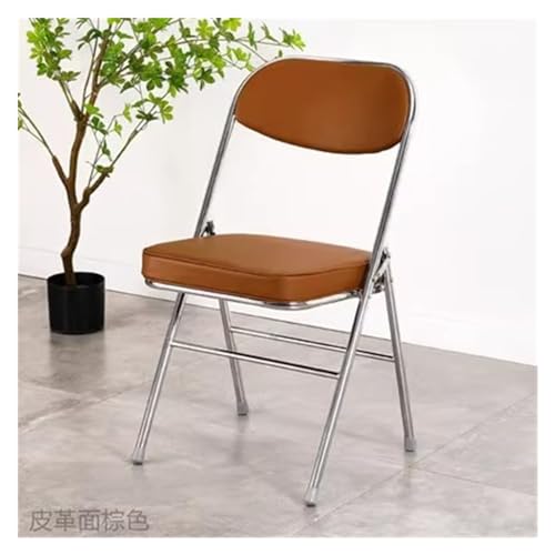 Klappstühle mit gepolsterten Sitzen Leder Weiß Esszimmerstühle mit Kissen Bequeme Party Stapelstühle 2er Set Braun von Generisch