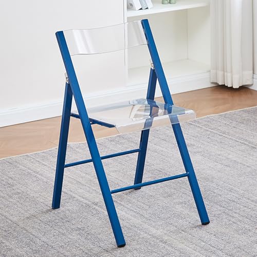 Klappstuhl aus Acryl – Tragbarer transparenter Hocker für Wohnzimmer, Esszimmer, Party & Studio – modernes Design, platzsparend, erhältlich in Weiß & Blau von Generisch