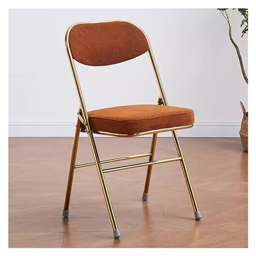 Klappstuhl aus Samt in Orange – Faltbarer Bürohocker mit dick gepolstertem Sitz, Stahlrahmen, perfekt für Innenbereich, Esszimmer, Arbeitszimmer, Wohnzimmer und Veranstaltungen. von Generisch