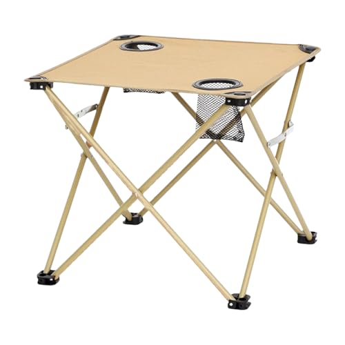 Klapptisch Für Camping | Klappbarer Strandtisch mit 2 Getränkehaltern - Tragbarer Beistelltisch für Camping Reisen Wandern Picknick Balkon Garten Terrasse von Generisch