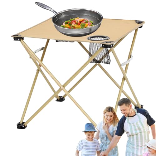 Klapptisch Für Camping - Klappbarer Tisch mit 2 Getränkehaltern,Im Freien Tragbarer Schreibtisch Campingzubehör für Essen Reisen Wandern Angeln Hof Terrasse Balkon Garten Zuhause von Generisch