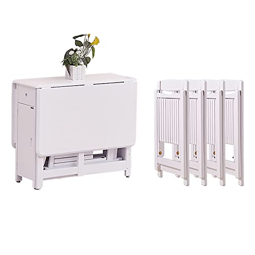 Klapptisch-Set aus Massivholz mit Rollen und Schublade im Bauernhausstil Esstisch und Stühle für kleine Räume Klapptisch-Set aus Massivholz mit Rollen und Schublade im Bauernhausstil Esstisch und Stühle für kleine Räume von Generisch
