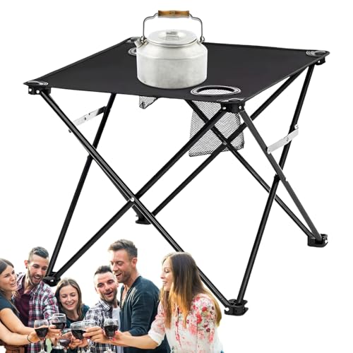 Klapptisch für Camping – Leichter faltbarer Tisch mit 2 Getränkehaltern | Outdoor Tragbarer Schreibtisch Camping Zubehör für Wandern Reisen Angeln Picknick Terrasse Balkon Hof Garten Zuhause Essen von Generisch