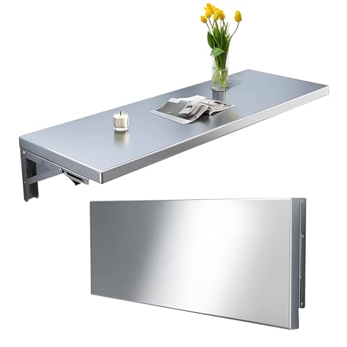Klapptisch zur Wandmontage, Edelstahl, schwimmender Tisch für Waschküche, platzsparender Wandtisch, funktionale Klapptische (50 x 40 cm) von Generisch